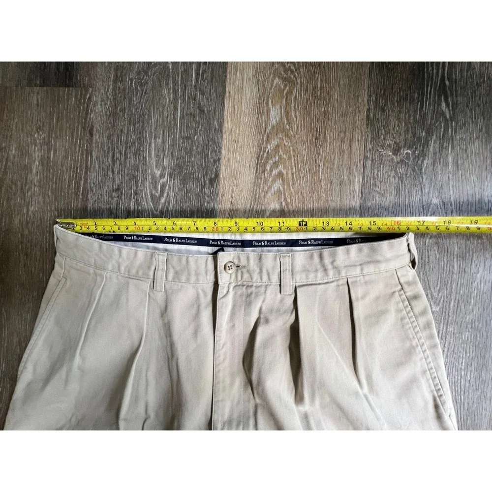 Polo Ralph Lauren Chino Shorts Mens 35 Tan Pleated Cotton Twill Casual Classic